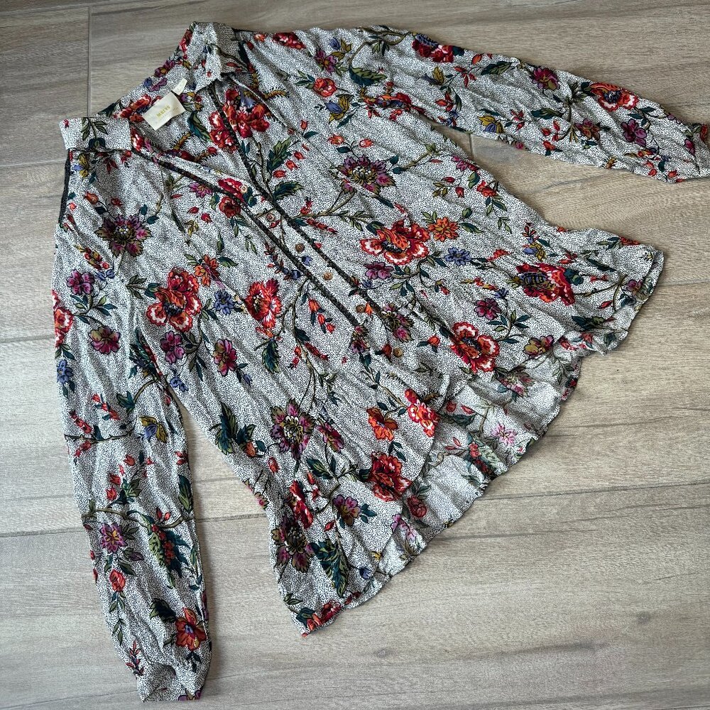 Maeve by Anthropologie Floral Collared Long Sleeve Blouse – Women’s 8